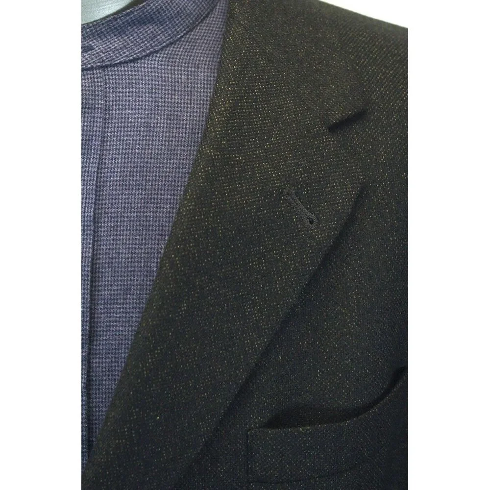 mens dark brown dotted Hart‎ Schaffner Marx blazer jacket sport suit coat 46 L